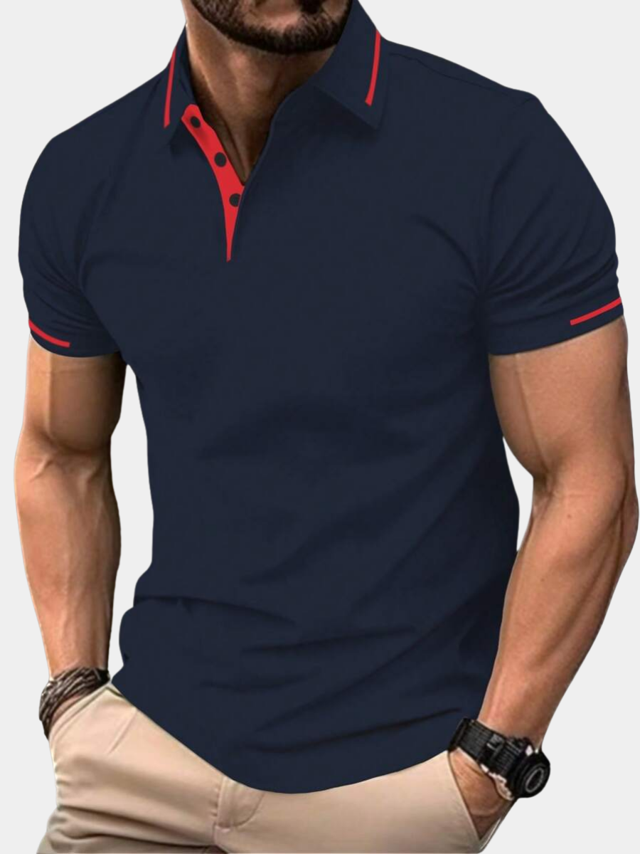 Relaxed Fit Polo Shirt for Men – Breathable Lightweight Fabric, Ribbed Cuffs