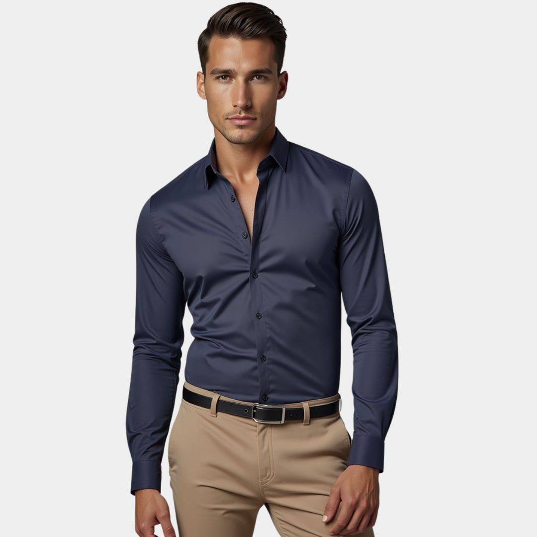 Cotton Blend Shirt for Men – Timeless Shape, Relaxed Fit, Neat Collar
