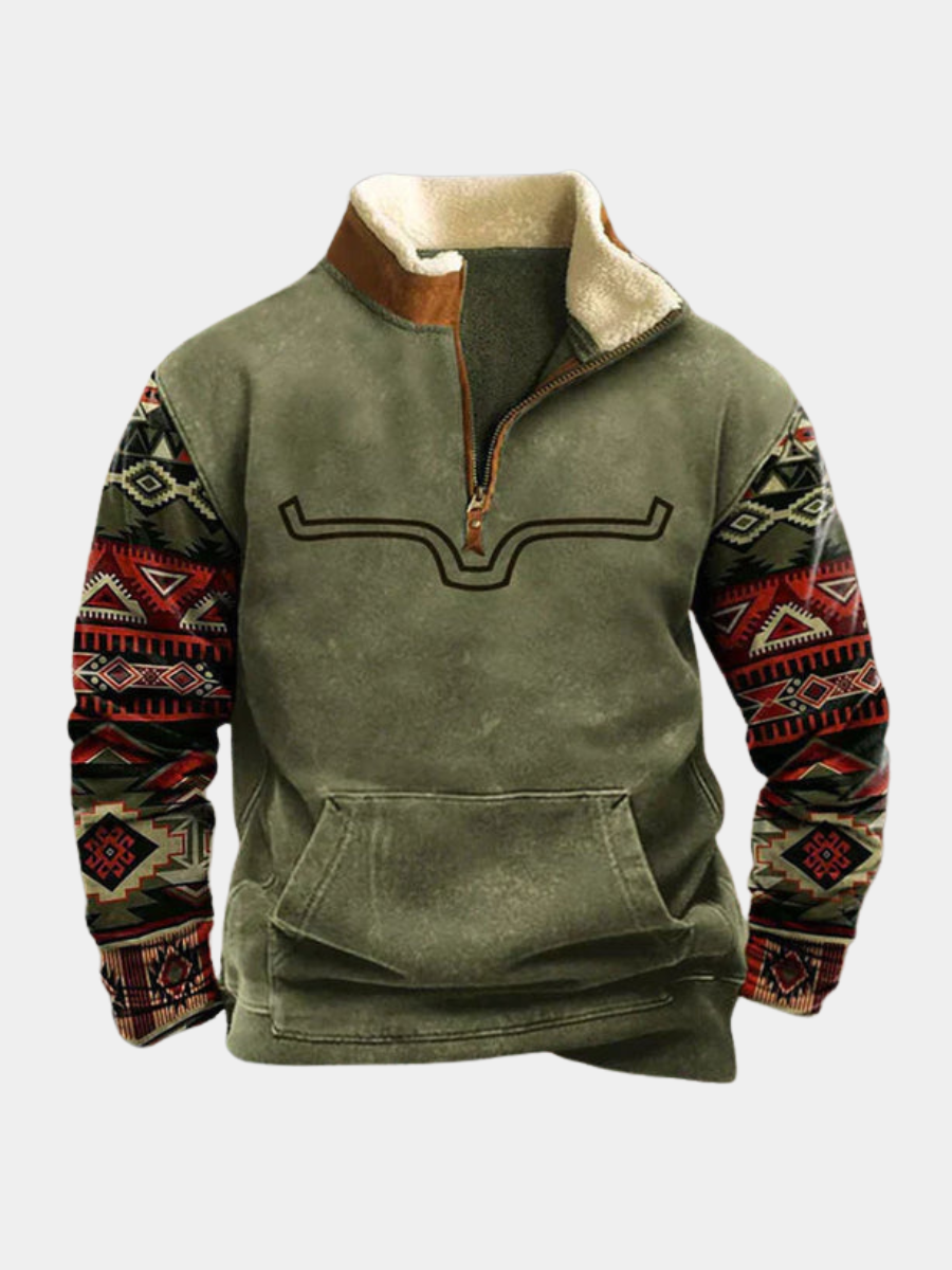 Relaxed Fit Knit Sweater for Men – Warm Lining, Practical Side Pockets