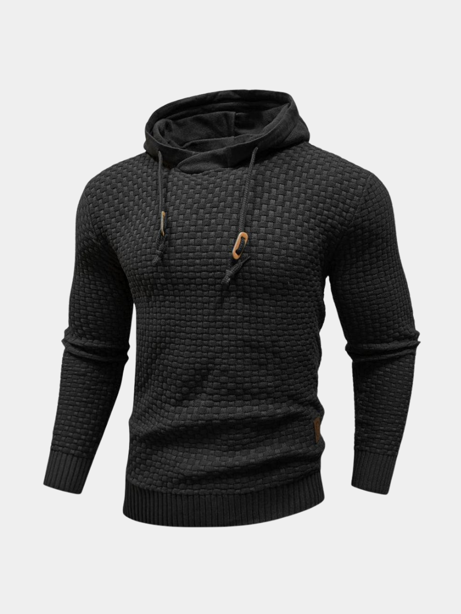 Hooded Knit Sweatshirt for Men – Ribbed Cuffs and Hem, Easy Layering