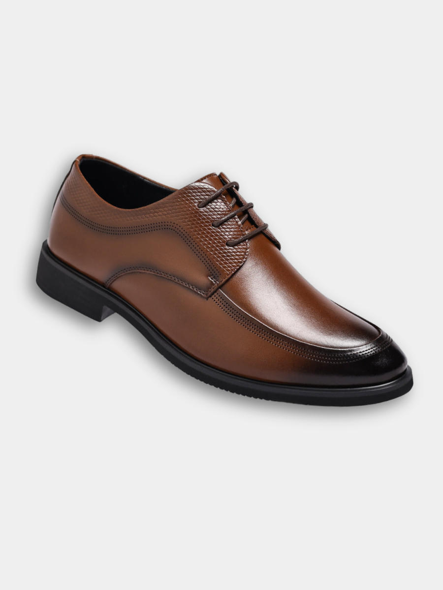Faux Leather Lace-Up Derby Shoes for Men – Padded Comfort, Flexible Sole