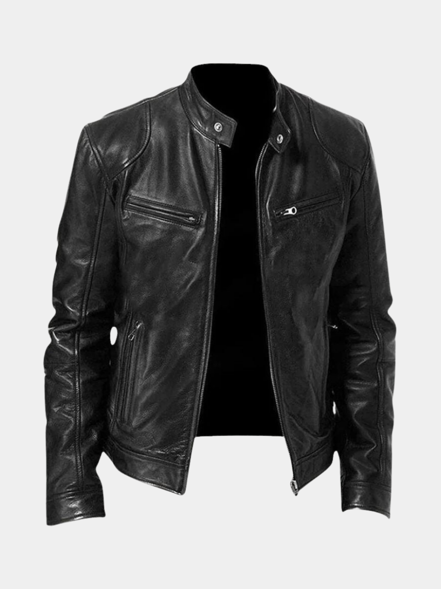 Faux Leather Jacket for Men – Leather-Look Finish, Warm Lining, Relaxed Fit
