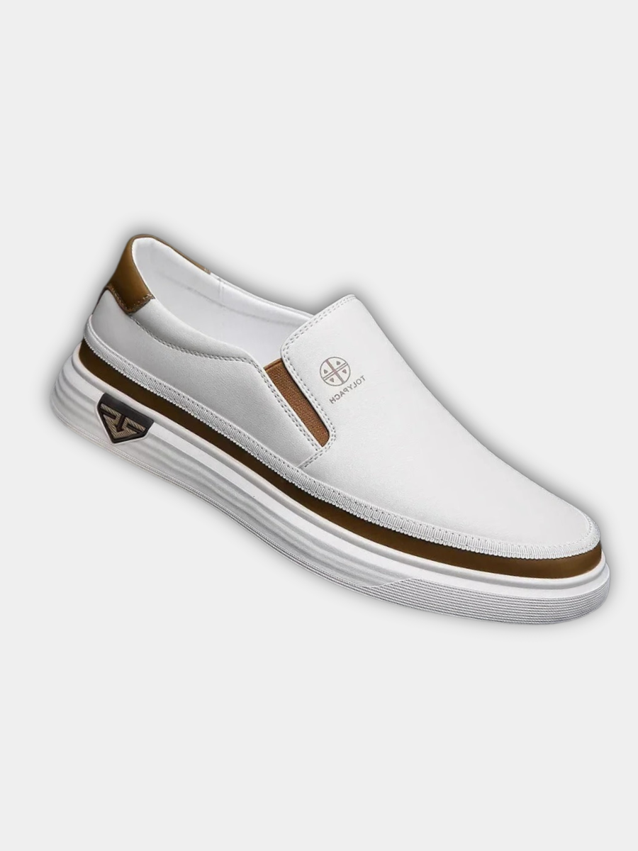 Faux Leather Padded Loafers for Men – Lace-Up Detail, Cushioned Insole