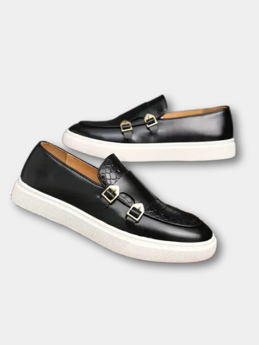 Faux Leather Slip-On Shoes for Men – Breathable Fabric, Cushioned Insole