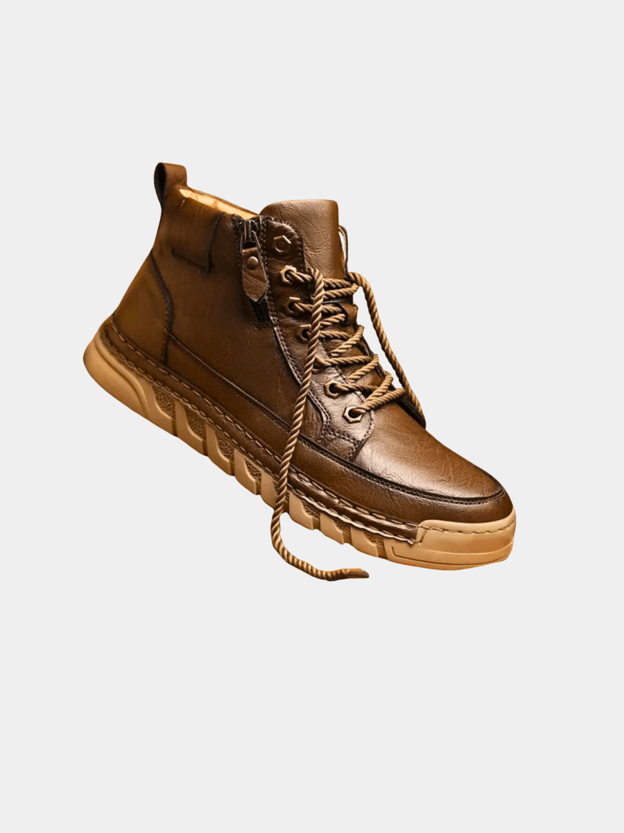 Faux Leather Ankle Boots for Men – Grippy Sole, Warm Lining, Clean Shape