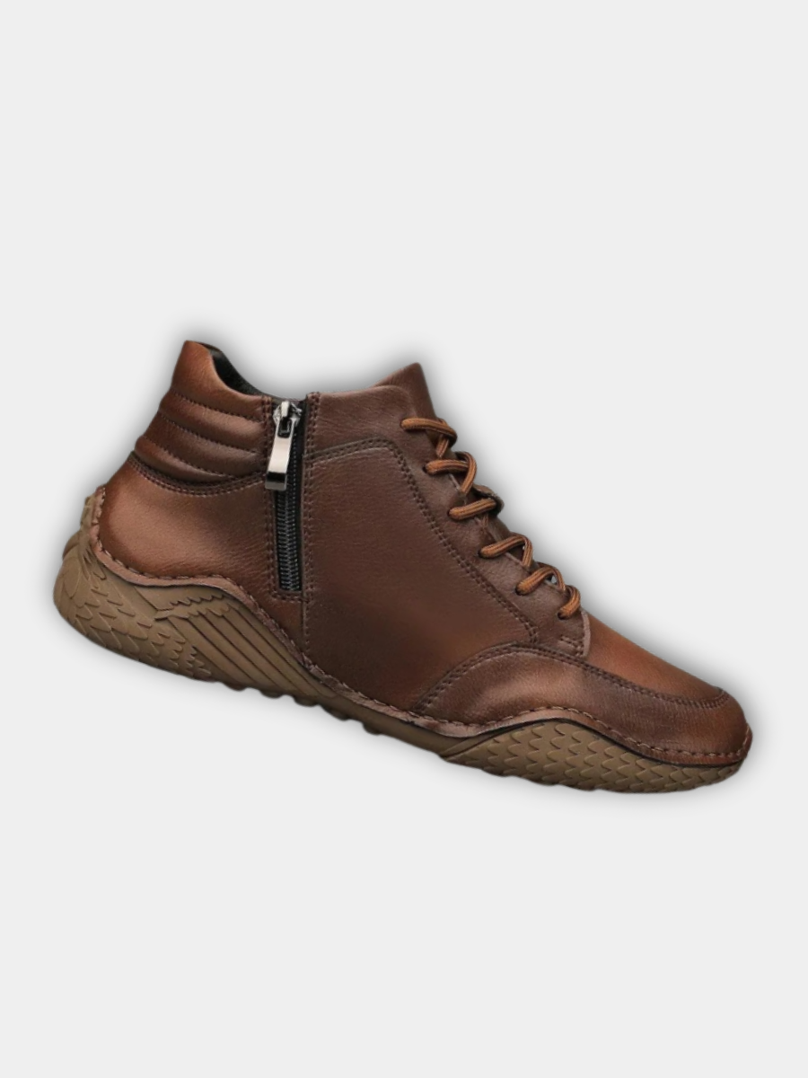 Faux Leather Lace-Up Boots for Men – Padded, Non-Slip Sole, Warm Lining