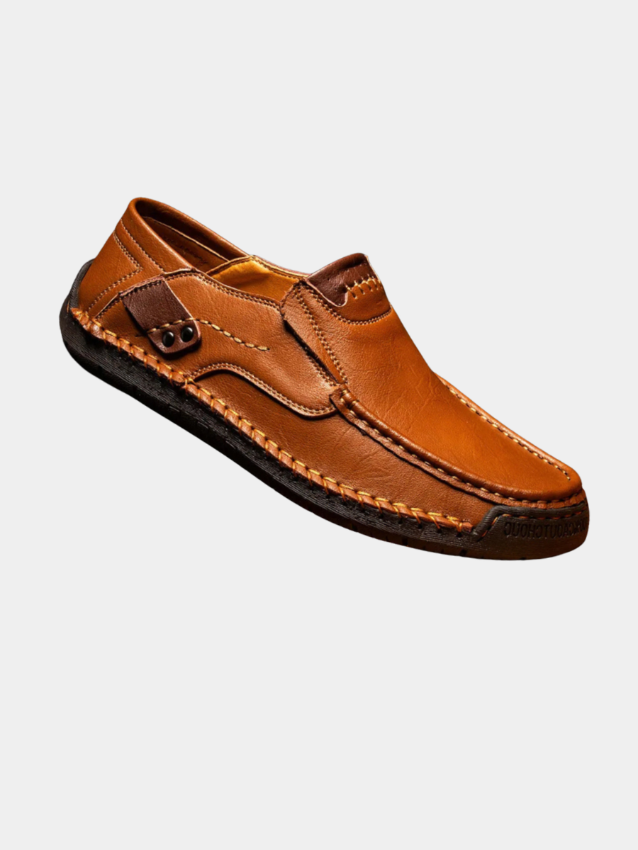 Faux Leather Slip-On Loafers for Men – Cushioned Insole, Lightweight Sole