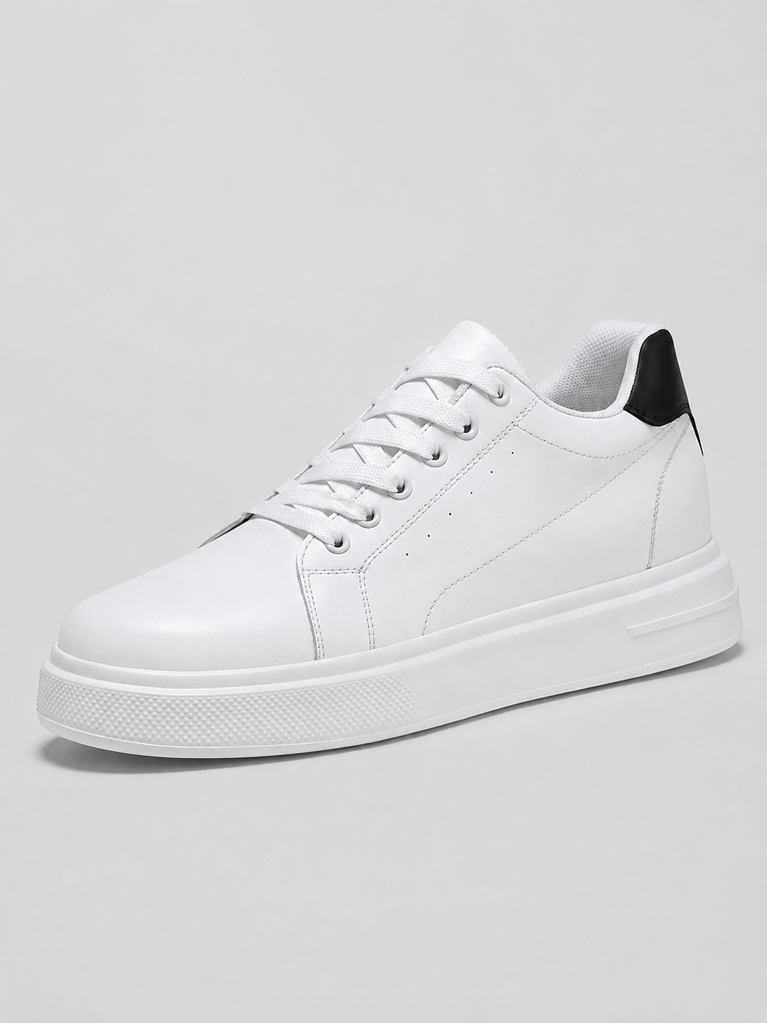 Low-Top Lace-Up Sneakers for Men – Contrast Heel Detail, Flat Sole