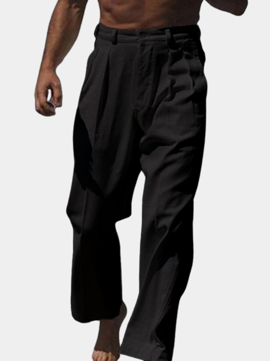 Linen-Look Pants for Men – Breathable Fabric, Relaxed Fit, Comfortable Waistband