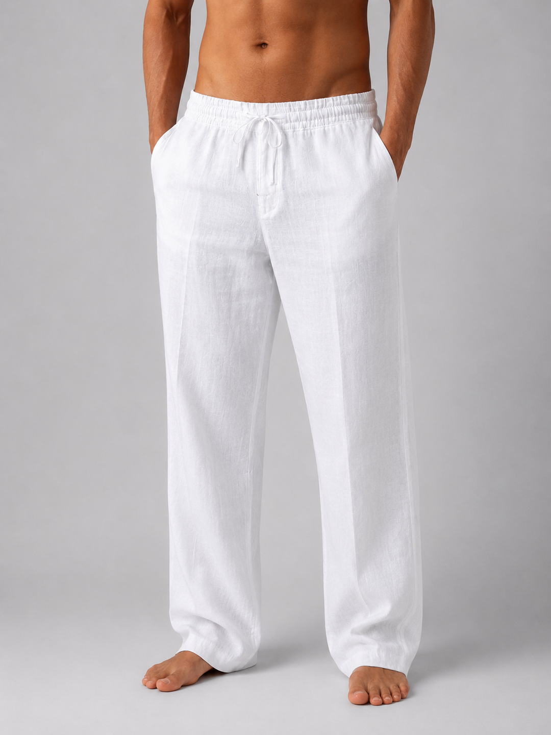 Linen-Look Drawstring Pants for Men – Relaxed Loose Fit, Lightweight Fabric