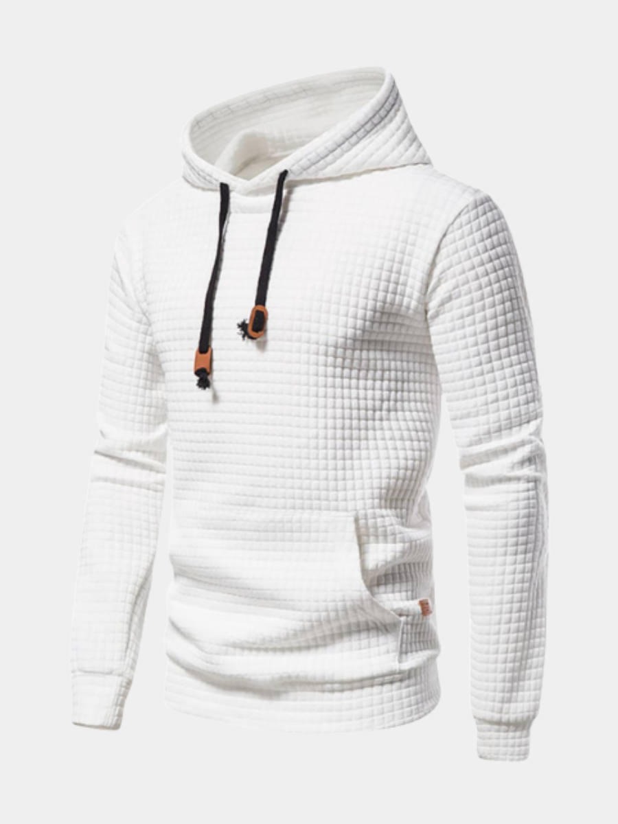 Breathable Knit Hooded Sweatshirt for Men – Relaxed Fit, Ribbed Cuffs