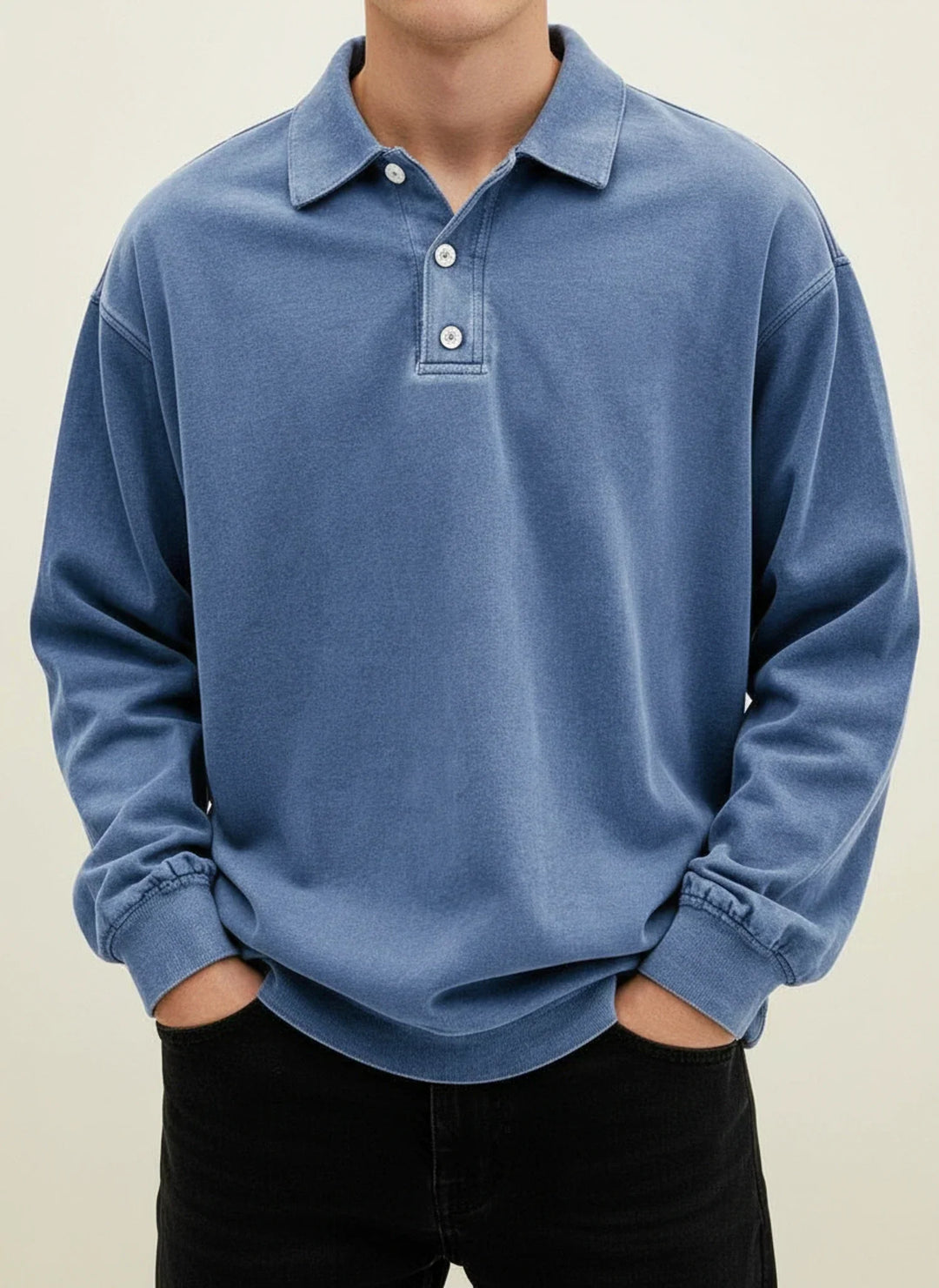 Soft Knit Sweater for Men – Relaxed Fit, Ribbed Cuffs and Hem