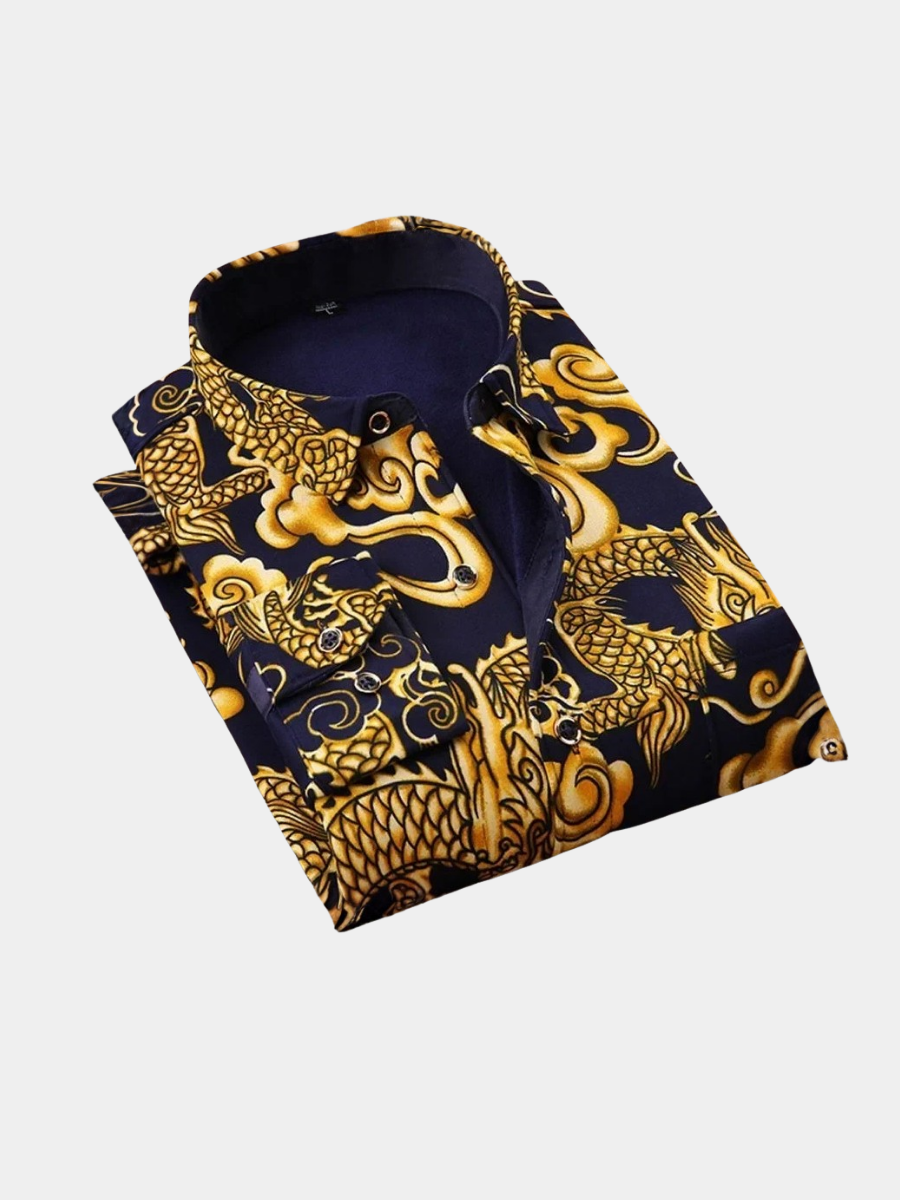 Printed Polo Shirt for Men – Classic Collar, Ribbed Cuffs, Regular Fit