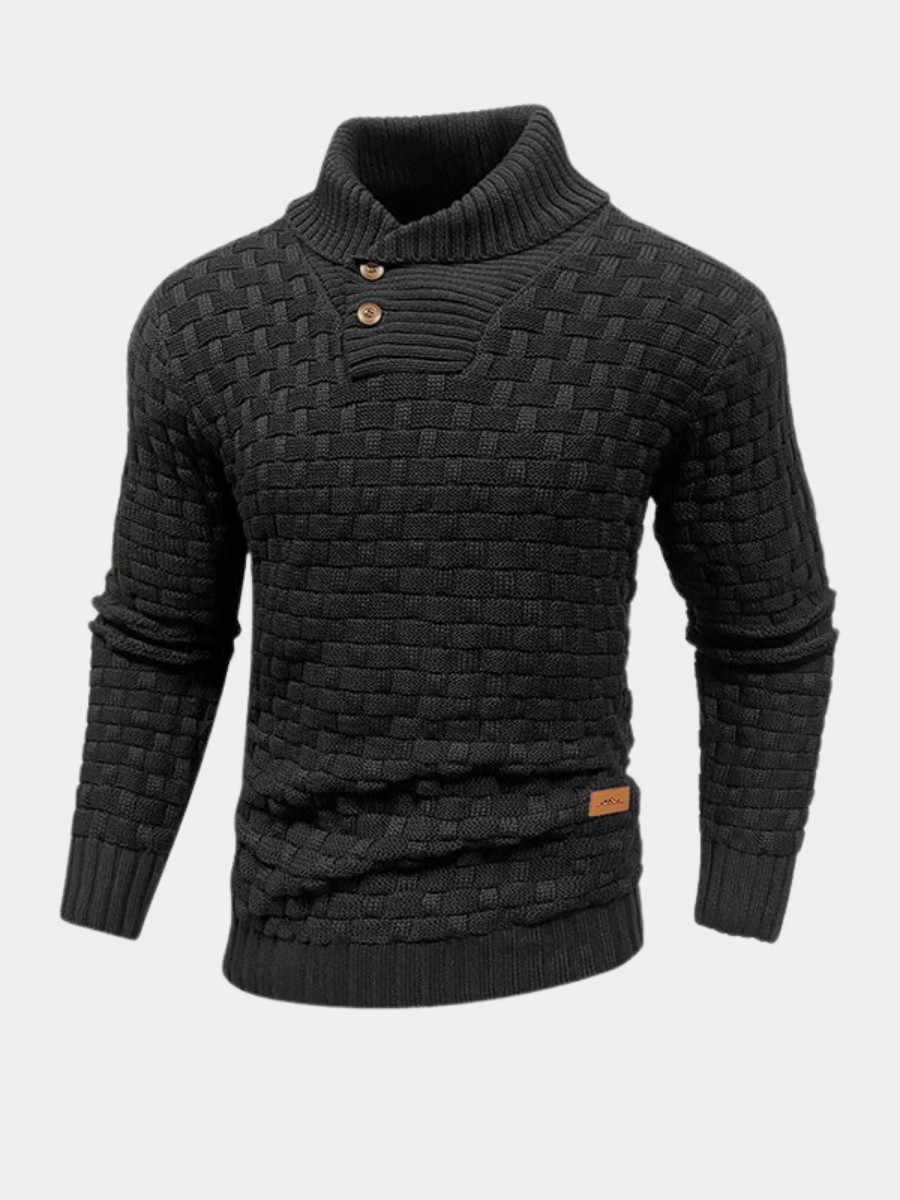 Cotton-Rich Knit Sweater for Men – Warm Lining, Ribbed Cuffs and Hem