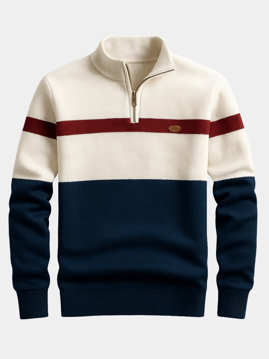 Two-Tone Relaxed Knit Sweater for Men – Warm Lining, Breathable Fabric