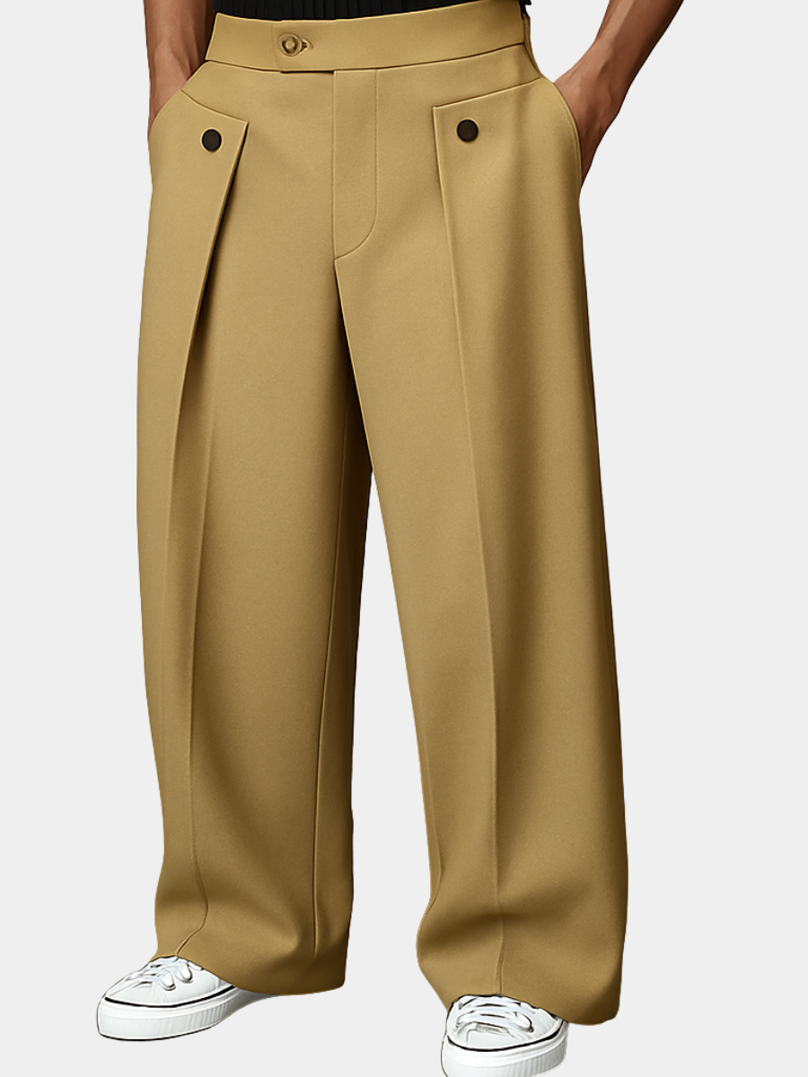 Fitted-Waist Belted Pants for Men – Warm Lining, Breathable Lightweight Fabric
