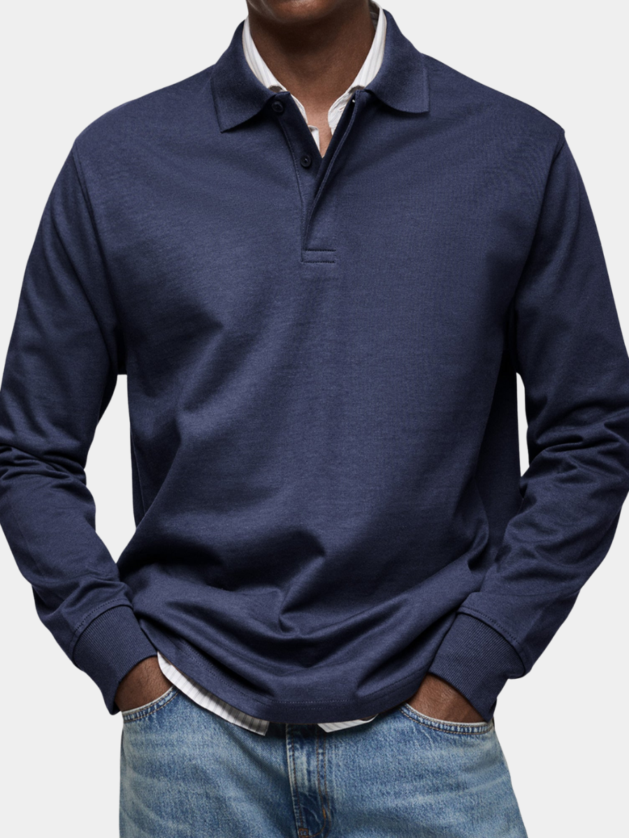 Knit Polo Shirt for Men – Button Placket, Regular Fit, Ribbed Cuffs