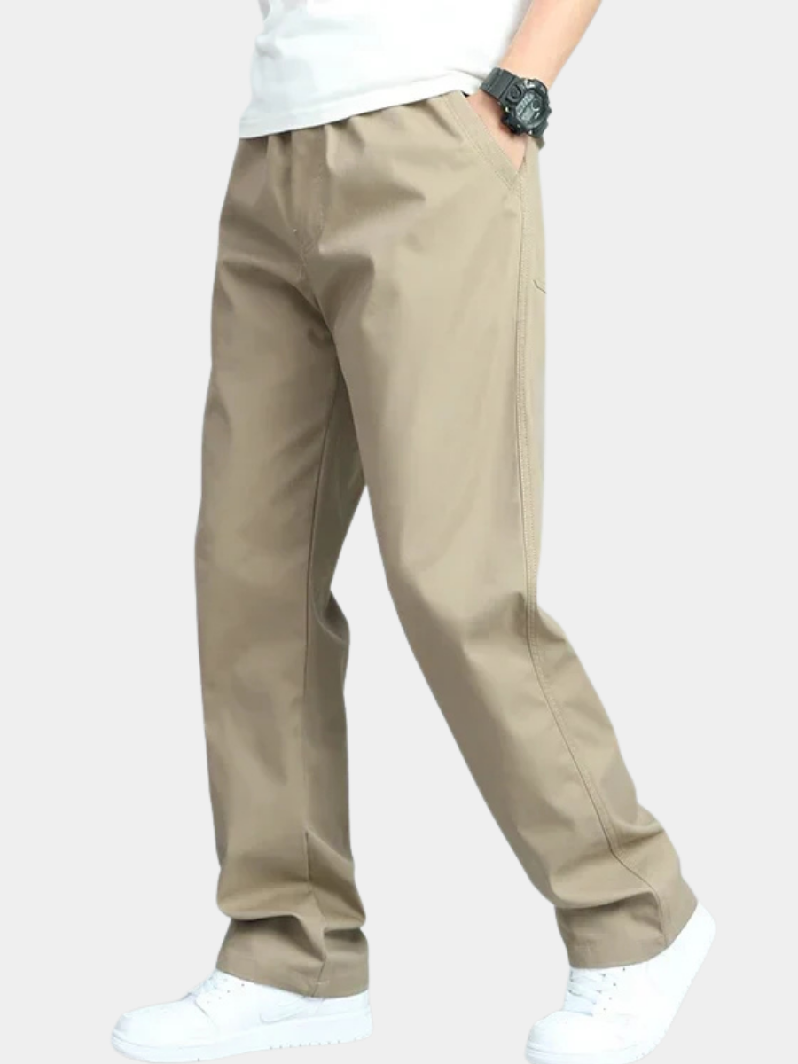 Cotton-Rich Straight-Leg Pants for Men – Relaxed Fit, Breathable Fabric