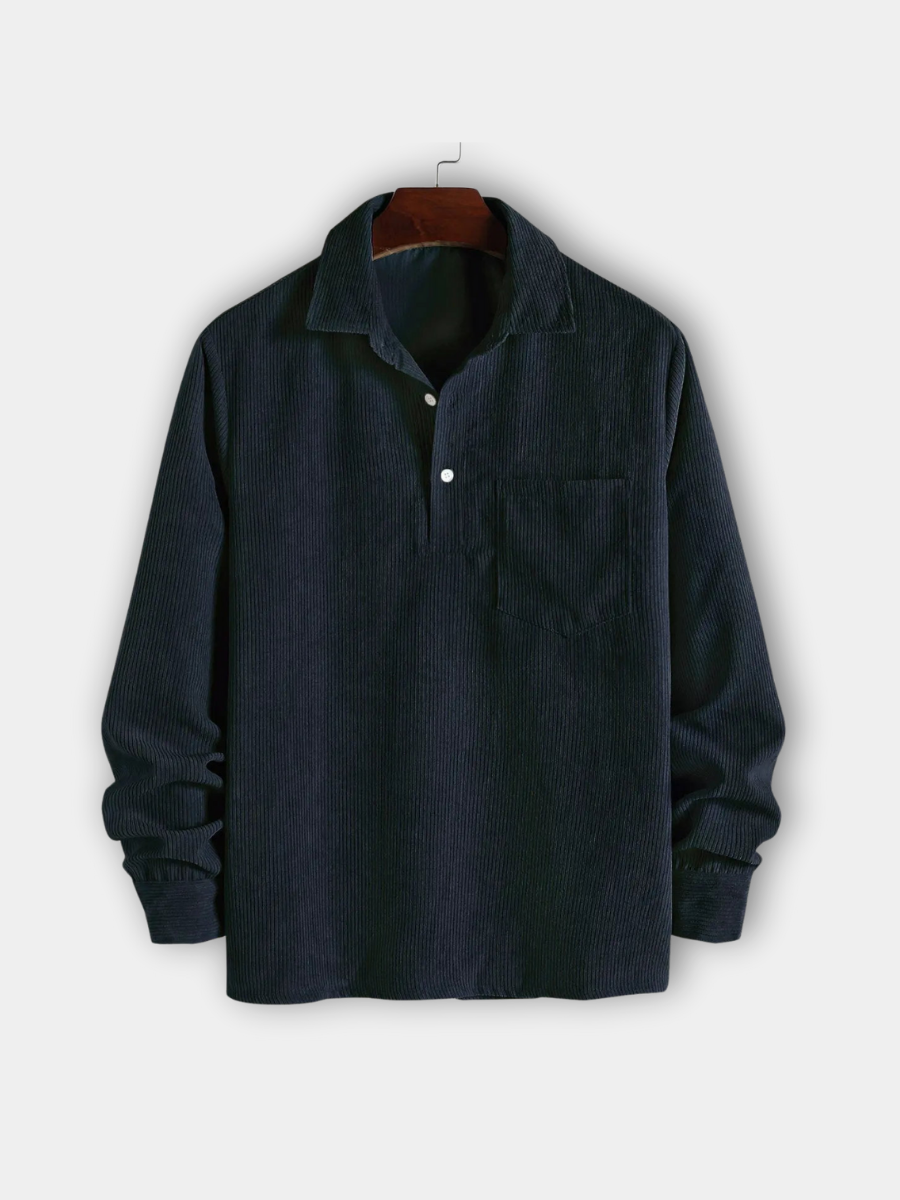 Ribbed Texture Shirt for Men – Neat Collar and Placket, Structured Shoulders