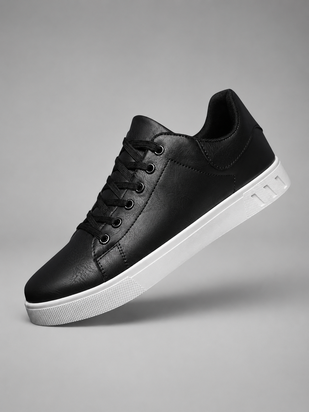 Leather-Look Minimalist Sneakers for Men – Cushioned Insole, Lightweight Rubber Sole
