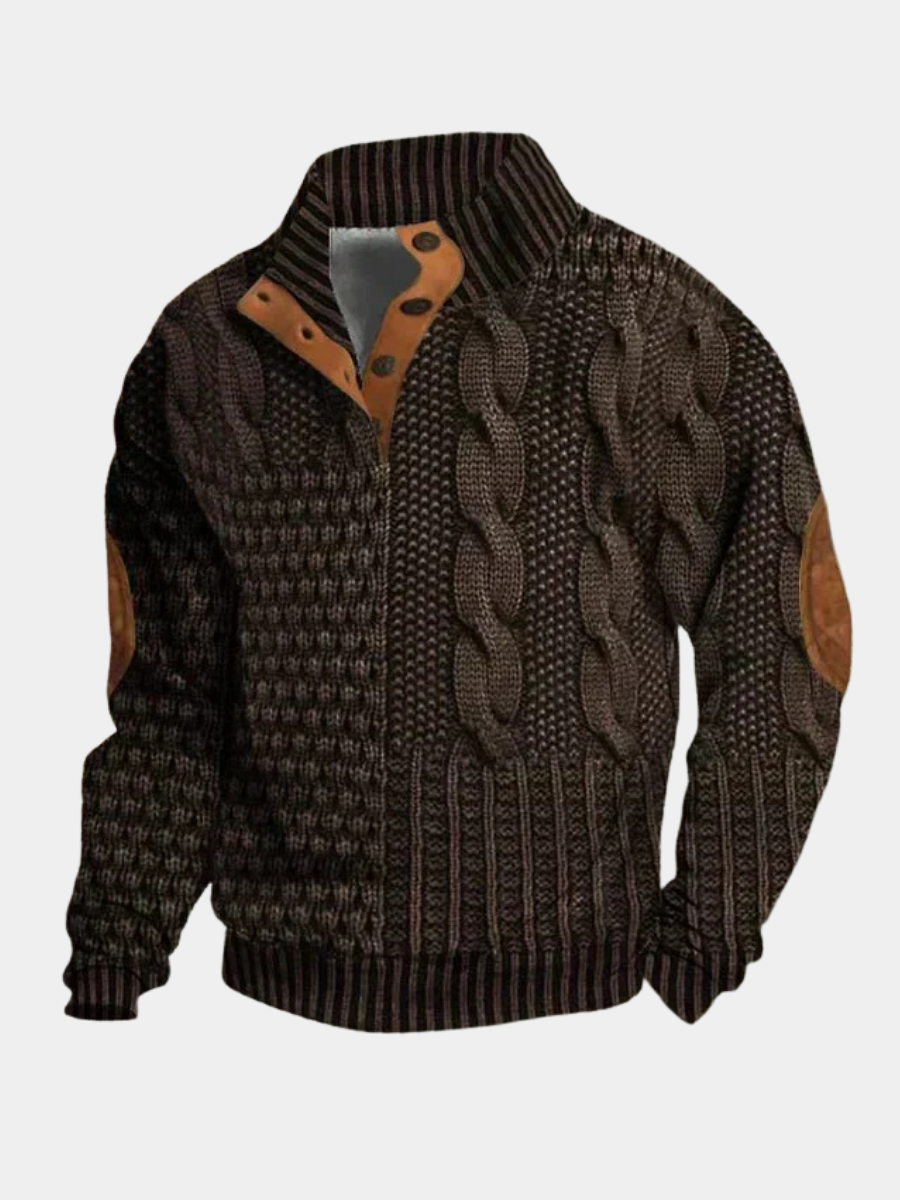 Breathable Warm-Lined Sweater for Men – Easy Fit, Ribbed Cuffs and Hem