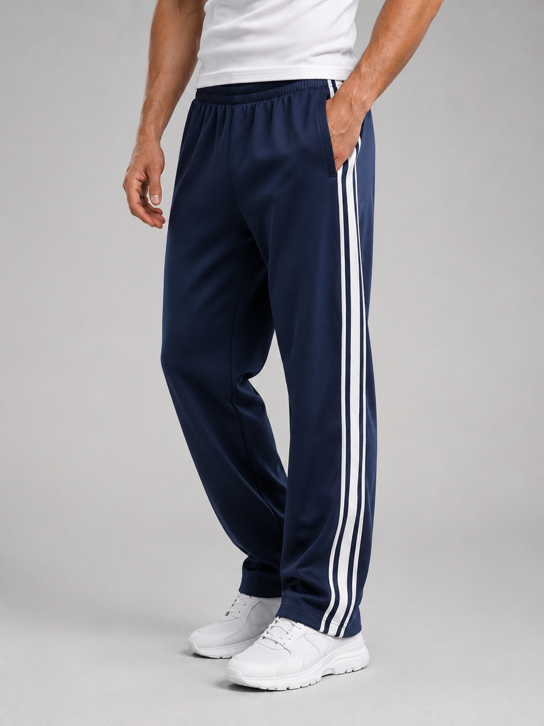 Straight-Leg Track Pants for Men – Lightweight Breathable Fabric, Side Pockets