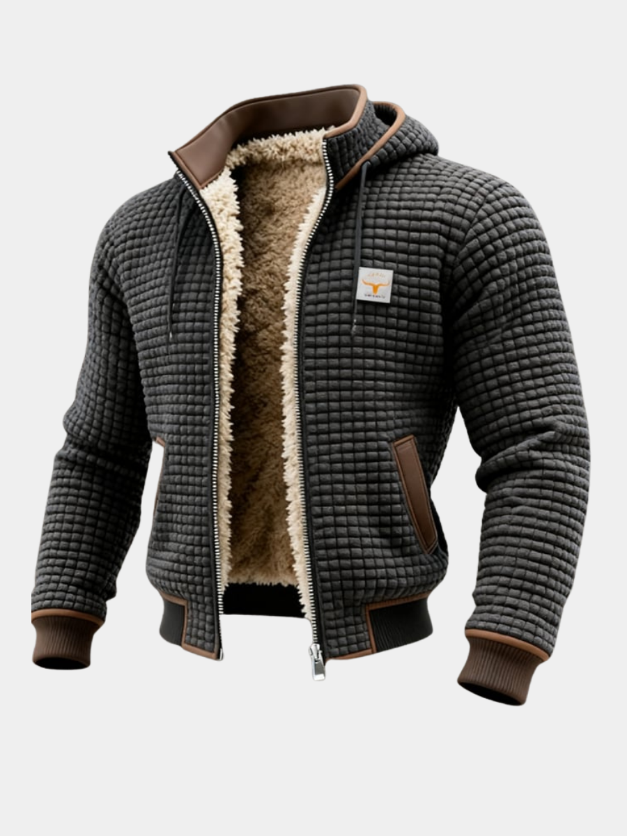 Padded Jacket for Men – Warm Lining, Structured Shoulders, Front Closure