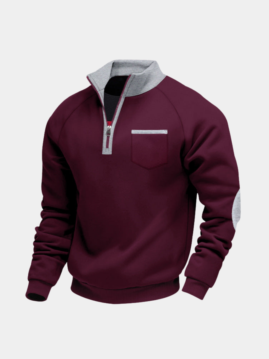 Warm-Lined Pocket Sweater for Men – Soft Knit, Ribbed Cuffs and Hem