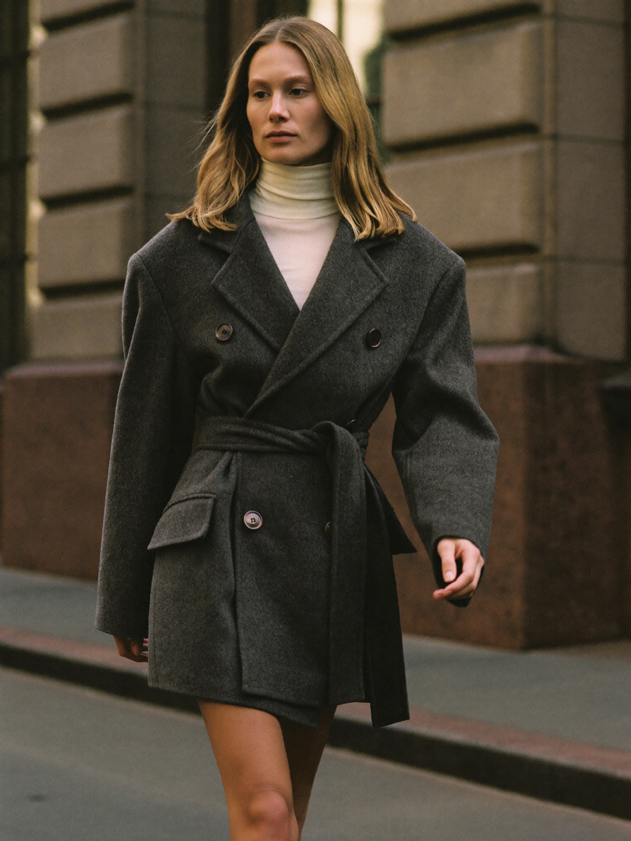 Charcoal double-breasted coat