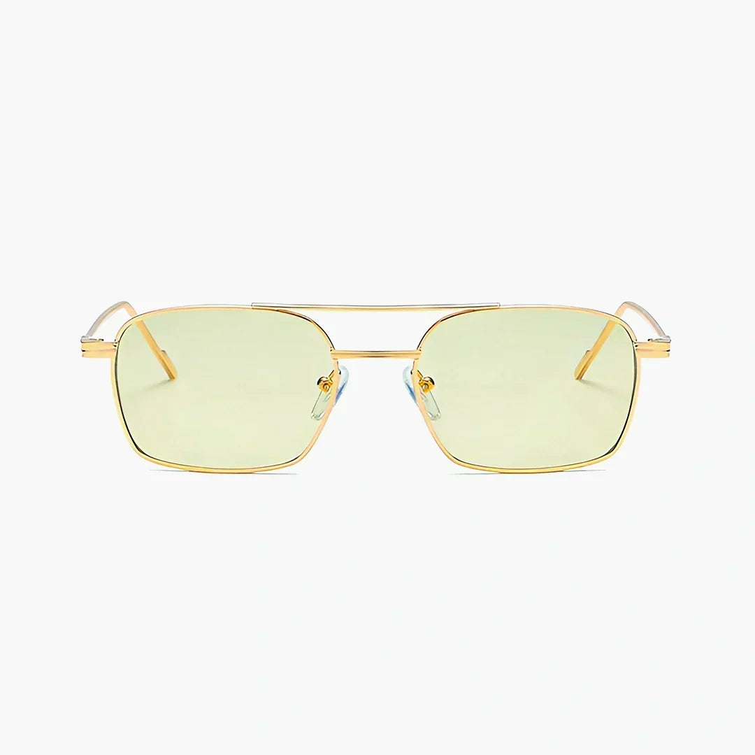 Gold-Tone Striped Sunglasses – Timeless Shape, UV400 Lenses