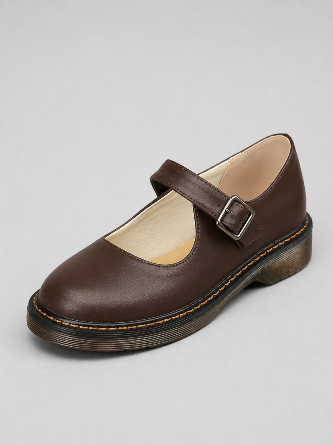 Faux Leather Mary Jane Flats for Women – Classic Leather-Look Finish, Comfort Style