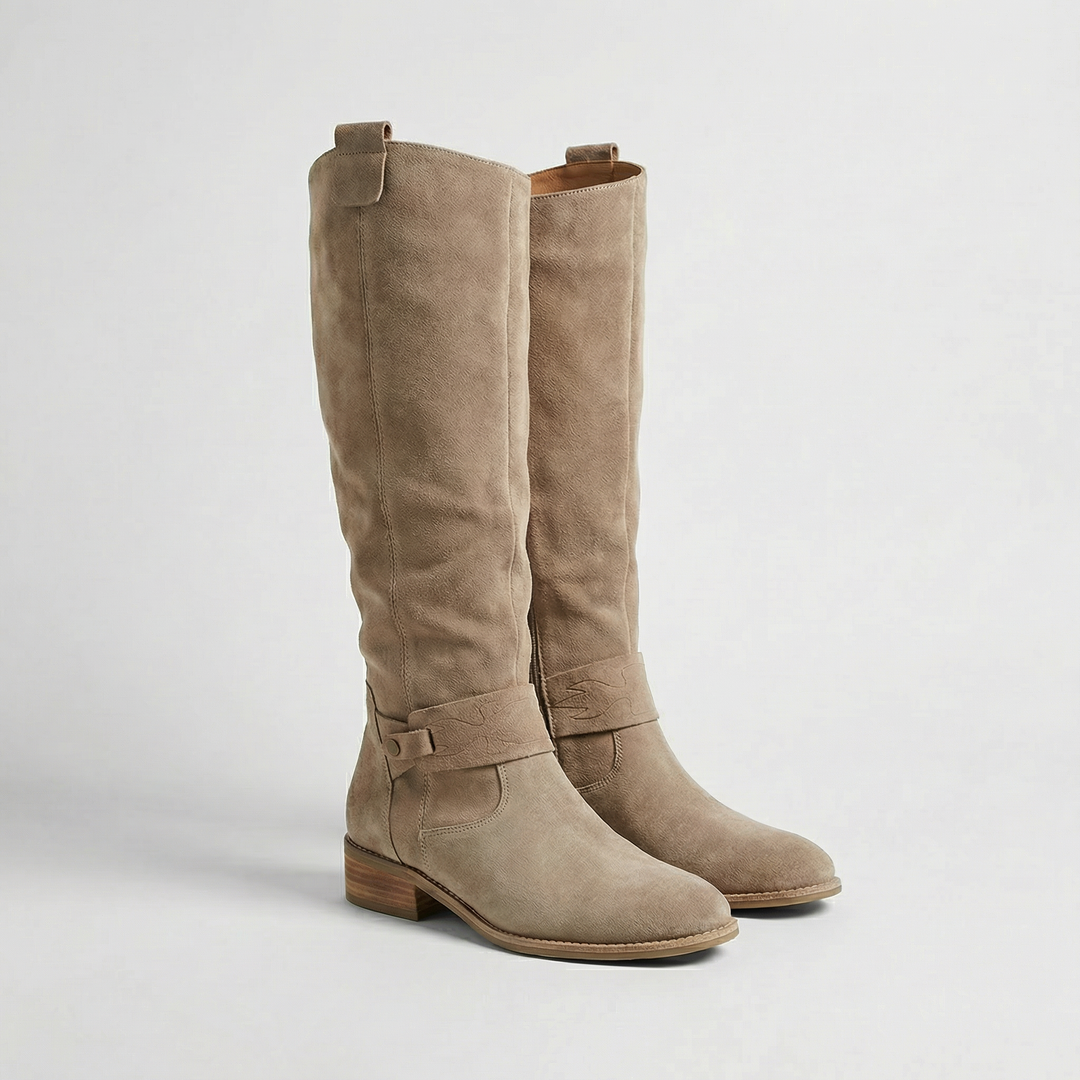 Faux Suede Knee-High Slouch Boots for Women – Suede-Look Finish, Slouch Style
