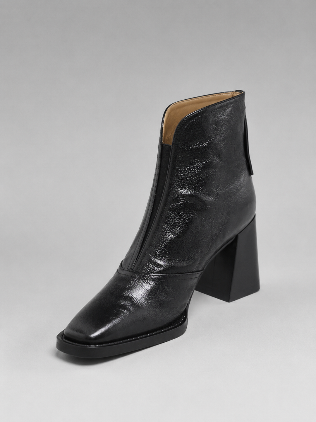 Faux Leather Block Heel Ankle Boots for Women – Zip Closure, Soft Inner Lining