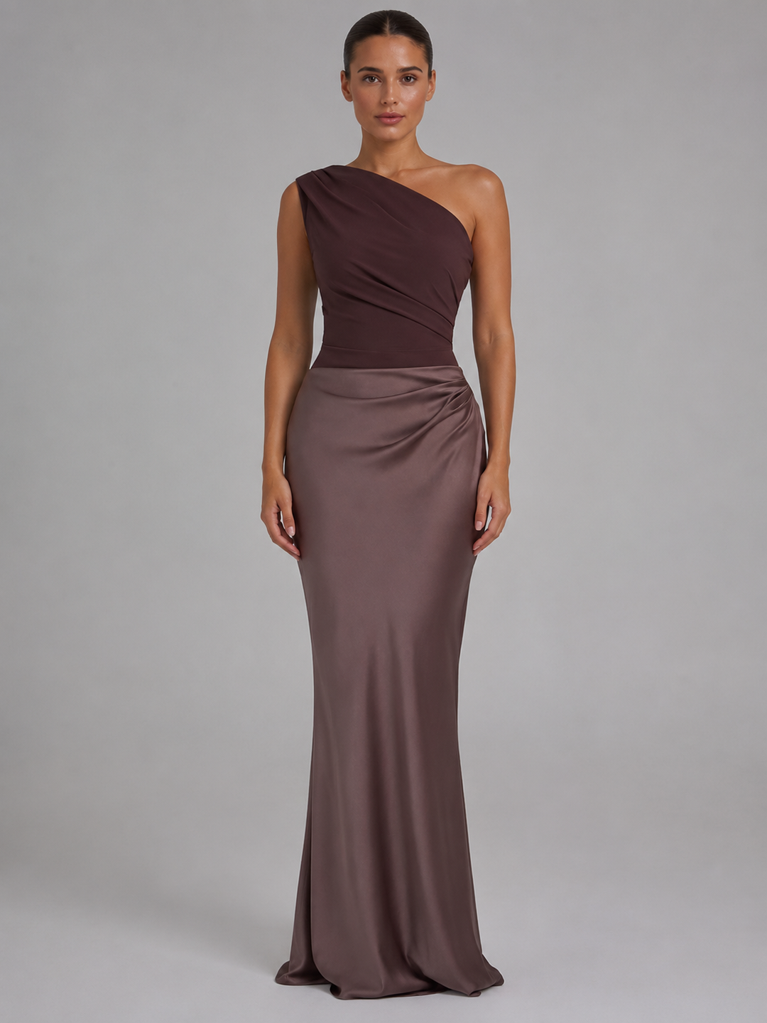 Asymmetric One-Shoulder Maxi Dress for Women – Satin-Feel Finish, Special Occasion Style
