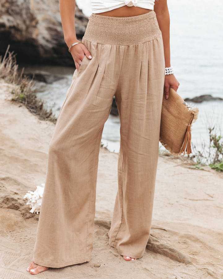 Belted Lightweight Pants for Women – Relaxed Fit, Breathable Fabric