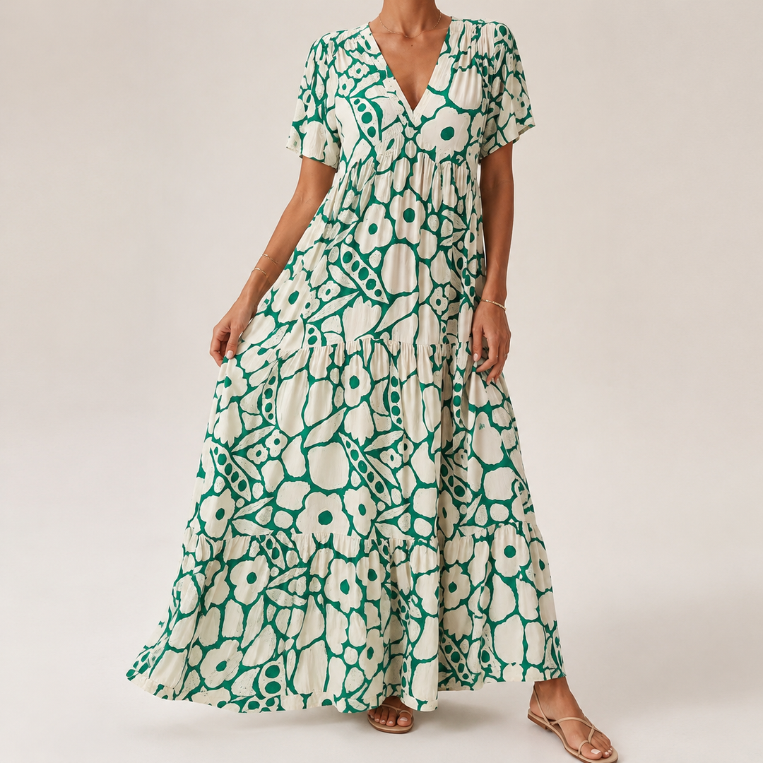 Bohemian Maxi Dress for Women – All-Over Print, Relaxed Fit, Skimming Silhouette