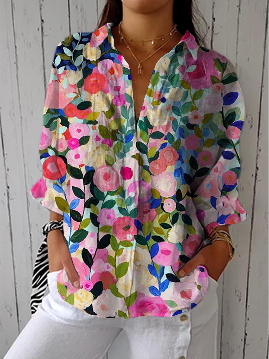 Collared Blouse for Women – Tuck In or Wear Loose, Neat Placket in Multicolor