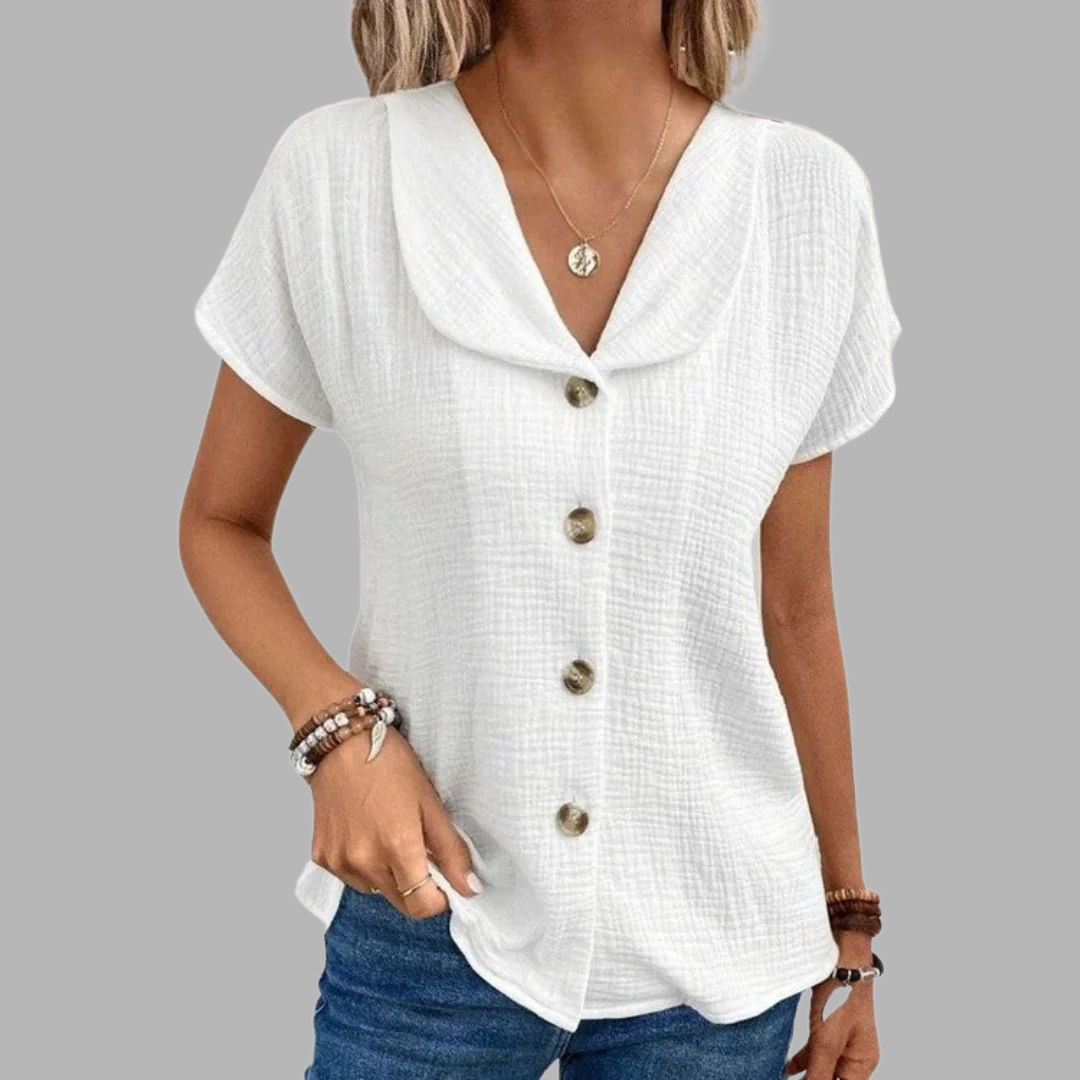 Neat Collar Blouse for Women – Soft Shoulders, Comfortable Sleeves, Loose or Tucked