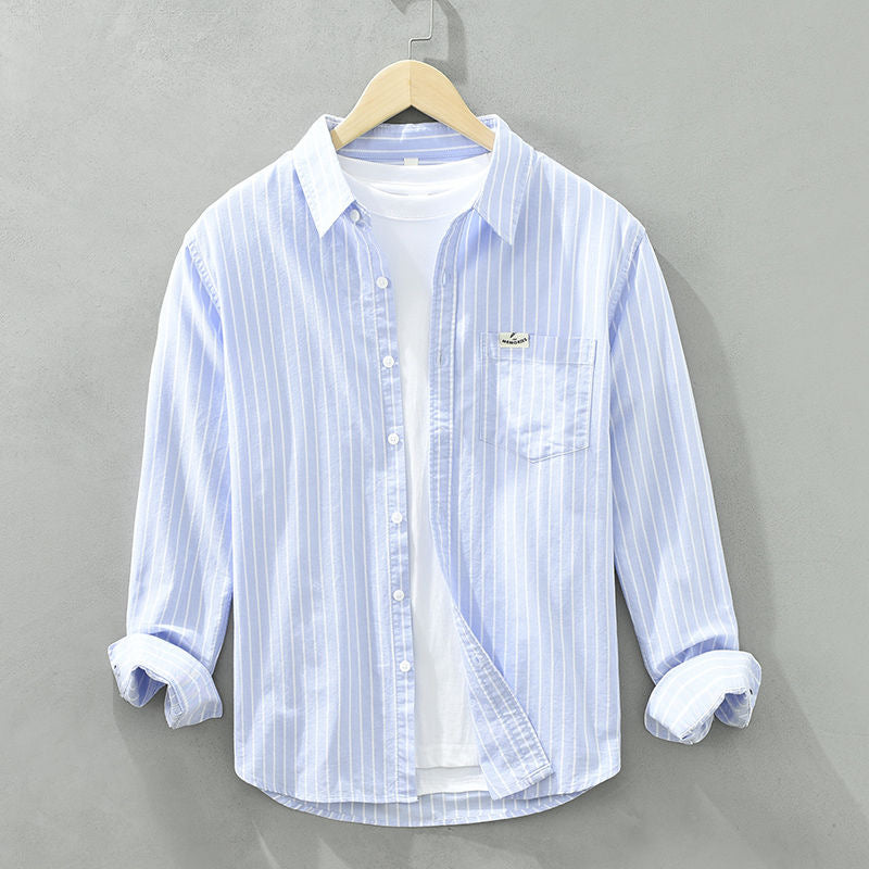 Striped Linen-Look Top for Women – Breathable Fabric, Relaxed Fit, Clean Neckline