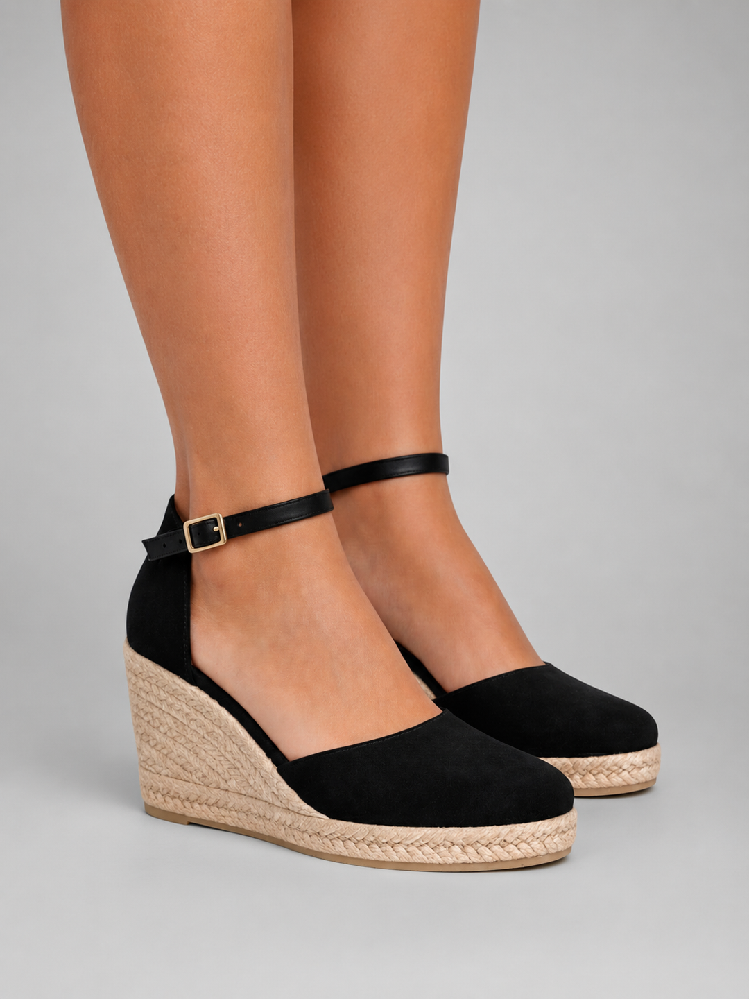 Closed-Toe Espadrille Wedge Sandals for Women – Ankle Strap, Buckle Closure
