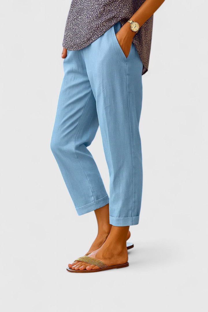 Relaxed Fit Trousers for Women – Comfortable Waistband, Clean Leg Line in White