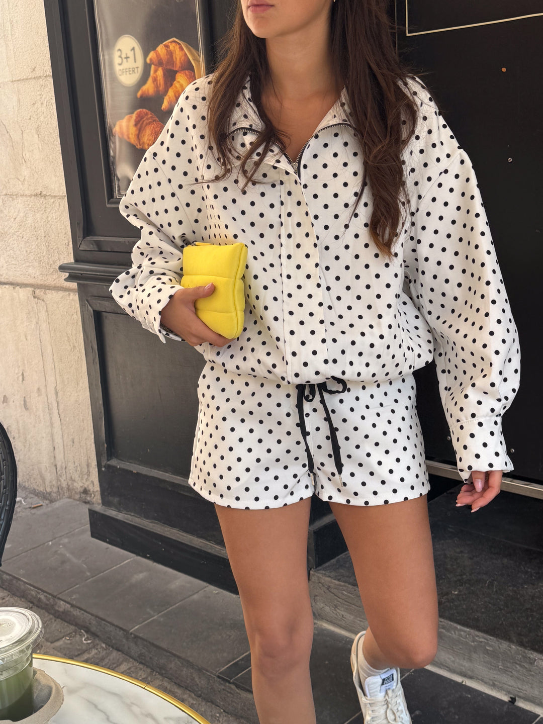 Printed Two-Piece Set for Women – Relaxed Fit, Timeless Shape in White