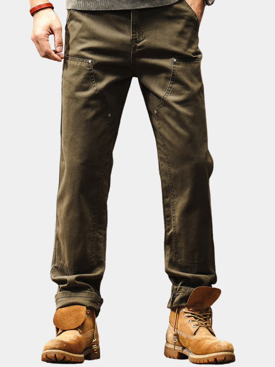 Cotton-Rich Straight-Leg Pants for Women – Side Pockets, Relaxed Fit