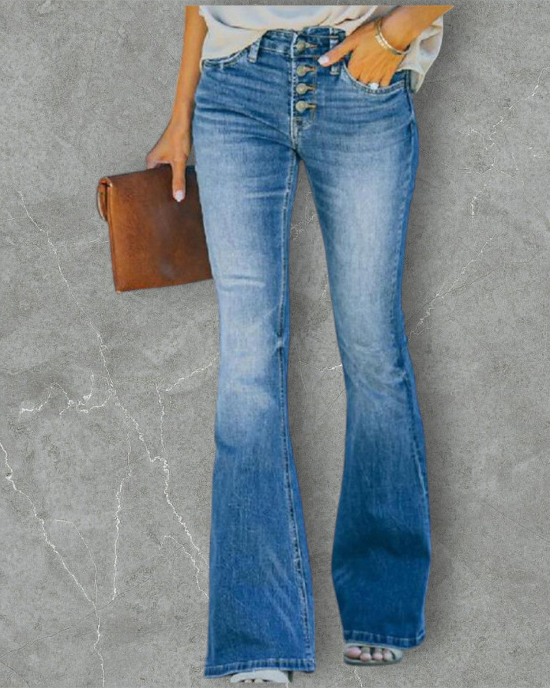 A-Line Stretch Jeans for Women – Denim Fabric, Clean Leg Line in Blue