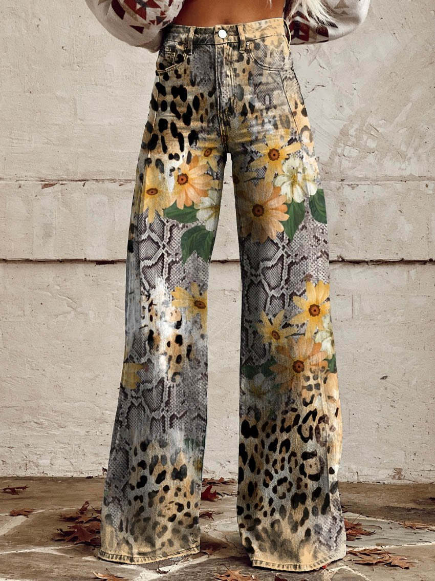 Bohemian Denim Jeans for Women – All-Over Print, Holds Its Shape, Work-Ready