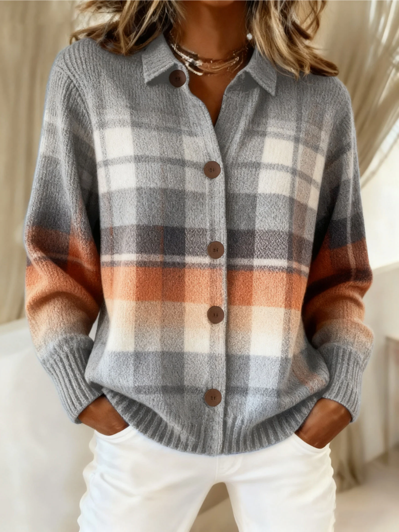 Side-Pocket Knit Cardigan for Women – Warm Lining, Relaxed Silhouette