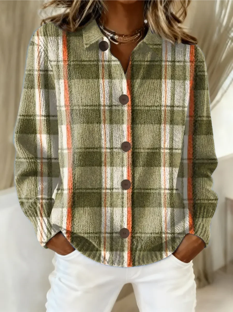 Roll Neck Knit Cardigan for Women – Warm Lining, Relaxed Fit in Green & Olive