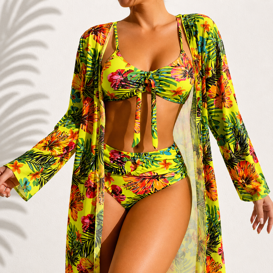 All-Over Print Bikini Set for Women – Stretch Fabric, Quick-Drying