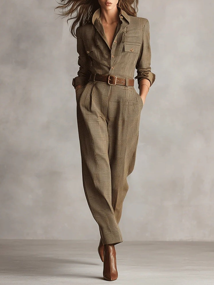 Coordinated Two-Piece Set for Women – Relaxed Fit, Pieces Wear Separately in Brown