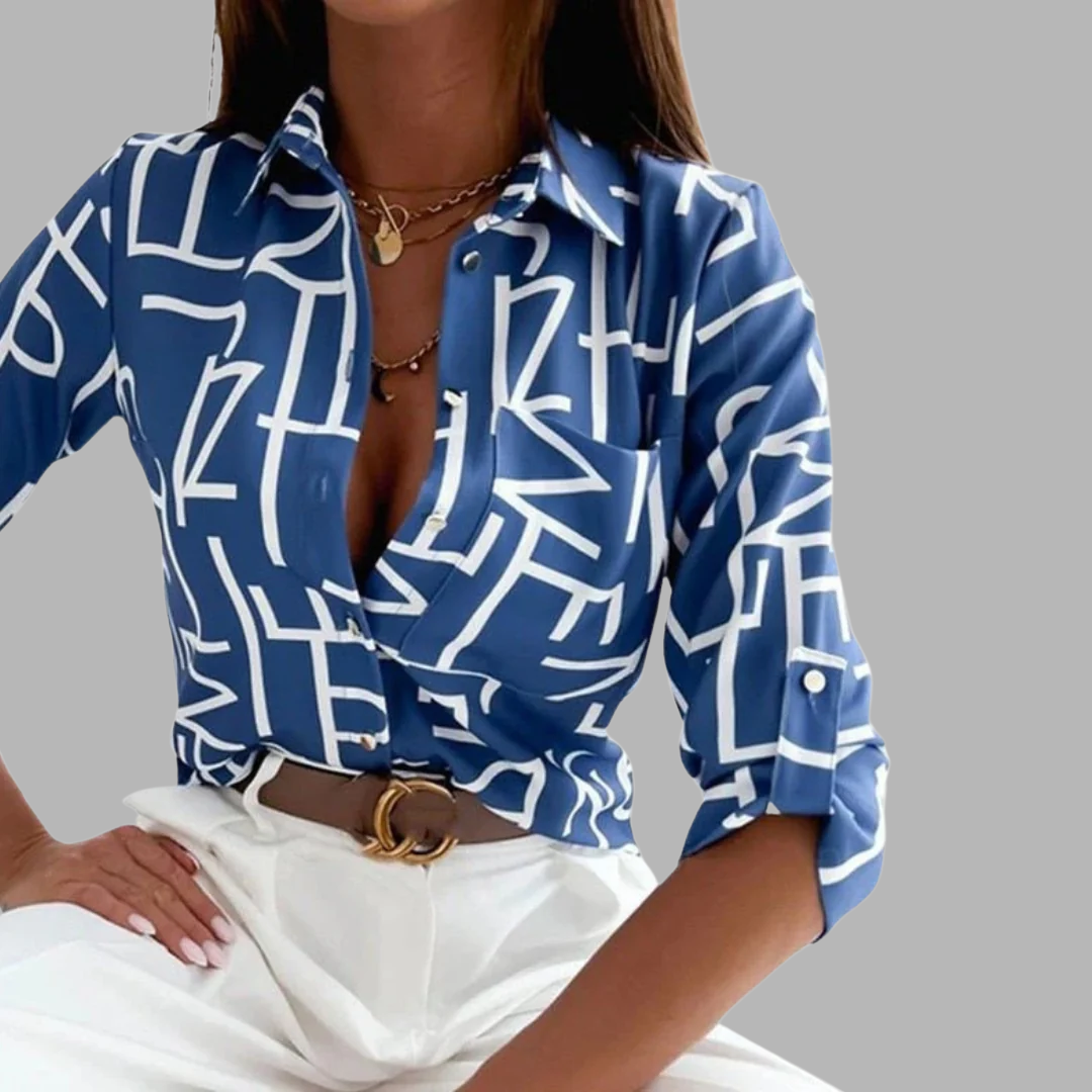 Collared Blouse for Women – Soft Shoulders, Easy Sleeves in Lettering